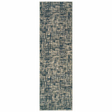 Gray and Navy Abstract Runner Rug