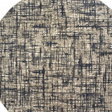 8’ Round Gray and Navy Abstract Area Rug