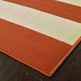 8’x11’ Orange and Ivory Striped Indoor Outdoor Area Rug