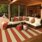 9’x13’ Orange and Ivory Striped Indoor Outdoor Area Rug