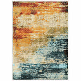 Blue and Red Distressed Scatter Rug