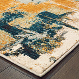 5’x8’ Blue and Gold Abstract Strokes Area Rug