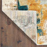 7’x10’ Blue and Gold Abstract Strokes Area Rug