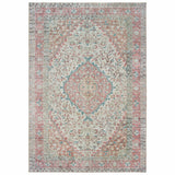 Ivory and Pink Oriental Scatter Rug