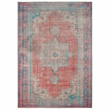 Red and Blue Oriental Scatter Rug