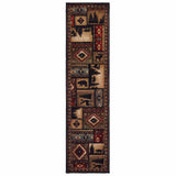 Black and Brown Nature Lodge Runner Rug