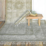 8' x 10' Putty Distressed Medallion Area Rug