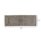 8’ Putty Distressed Medallion Runner Rug