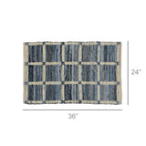 2' X 3' Blue and Gray Grid Scatter Rug