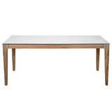 Haldis 71" Dining Table in White Ceramic Glass and Walnut
