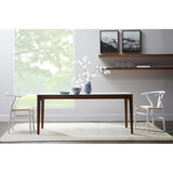 Haldis 71" Dining Table in White Ceramic Glass and Walnut