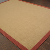 3’x5’ Beige and Red Plain Indoor Outdoor Area Rug