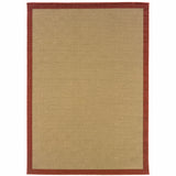 4’x6’ Beige and Red Plain Indoor Outdoor Area Rug