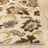 3’x5’ Ivory and Red Floral Vines Area Rug