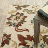 3’x5’ Ivory and Red Floral Vines Area Rug