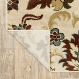 5’x7’ Ivory and Red Floral Vines Area Rug