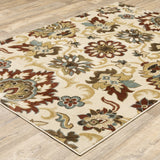 7’x9’ Ivory and Red Floral Vines Area Rug