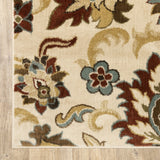 7’x9’ Ivory and Red Floral Vines Area Rug