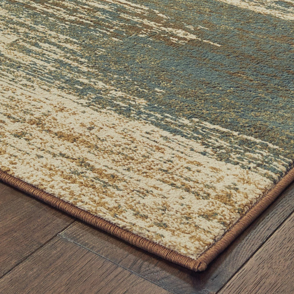3’x5’ Blue and Brown Distressed Area Rug