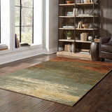 7’x9’ Blue and Brown Distressed Area Rug