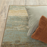 7’x9’ Blue and Brown Distressed Area Rug