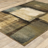 7’x9’ Brown and Beige Distressed Blocks Area Rug