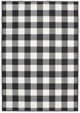 5’x8’ Black and Ivory Gingham Indoor Outdoor Area Rug