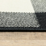 5’x8’ Black and Ivory Gingham Indoor Outdoor Area Rug