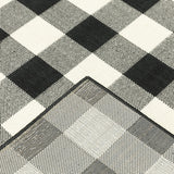 8’x11’ Black and Ivory Gingham Indoor Outdoor Area Rug