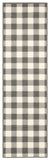 2’x8’ Gray and Ivory Gingham Indoor Outdoor Runner Rug