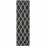 Black and Ivory Trellis Indoor Outdoor Runner Rug