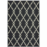 5’x8’ Black and Ivory Trellis Indoor Outdoor Area Rug