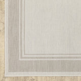 7’x9’ Ivory and Gray Bordered Indoor Outdoor Area Rug