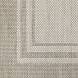 10’x13’ Ivory and Gray Bordered Indoor Outdoor Area Rug