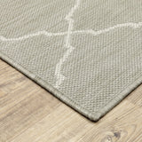 3’x5’ Gray and Ivory Trellis Indoor Outdoor Area Rug