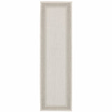 2’x7’ Ivory and Gray Bordered Indoor Outdoor Runner Rug