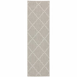 2’x7’ Gray and Ivory Trellis Indoor Outdoor Runner Rug