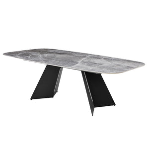 Lizarte 93" Dining Table in Gray Ceramic with Matte Dark Gray Base