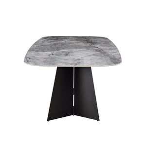 Lizarte 93" Dining Table in Gray Ceramic with Matte Dark Gray Base