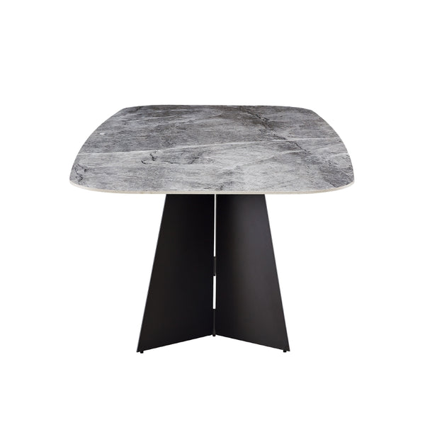 Lizarte 93" Dining Table in Gray Ceramic with Matte Dark Gray Base