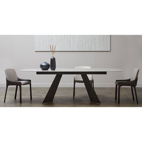 Lizarte 93" Dining Table in Gray Ceramic with Matte Dark Gray Base