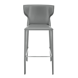 Divinia Bar Stool in Gray Regenerated Leather - Set of 2