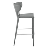 Divinia Bar Stool in Gray Regenerated Leather - Set of 2