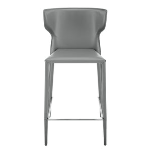 Divinia Counter Stool in Gray Regenerated Leather - Set of 2