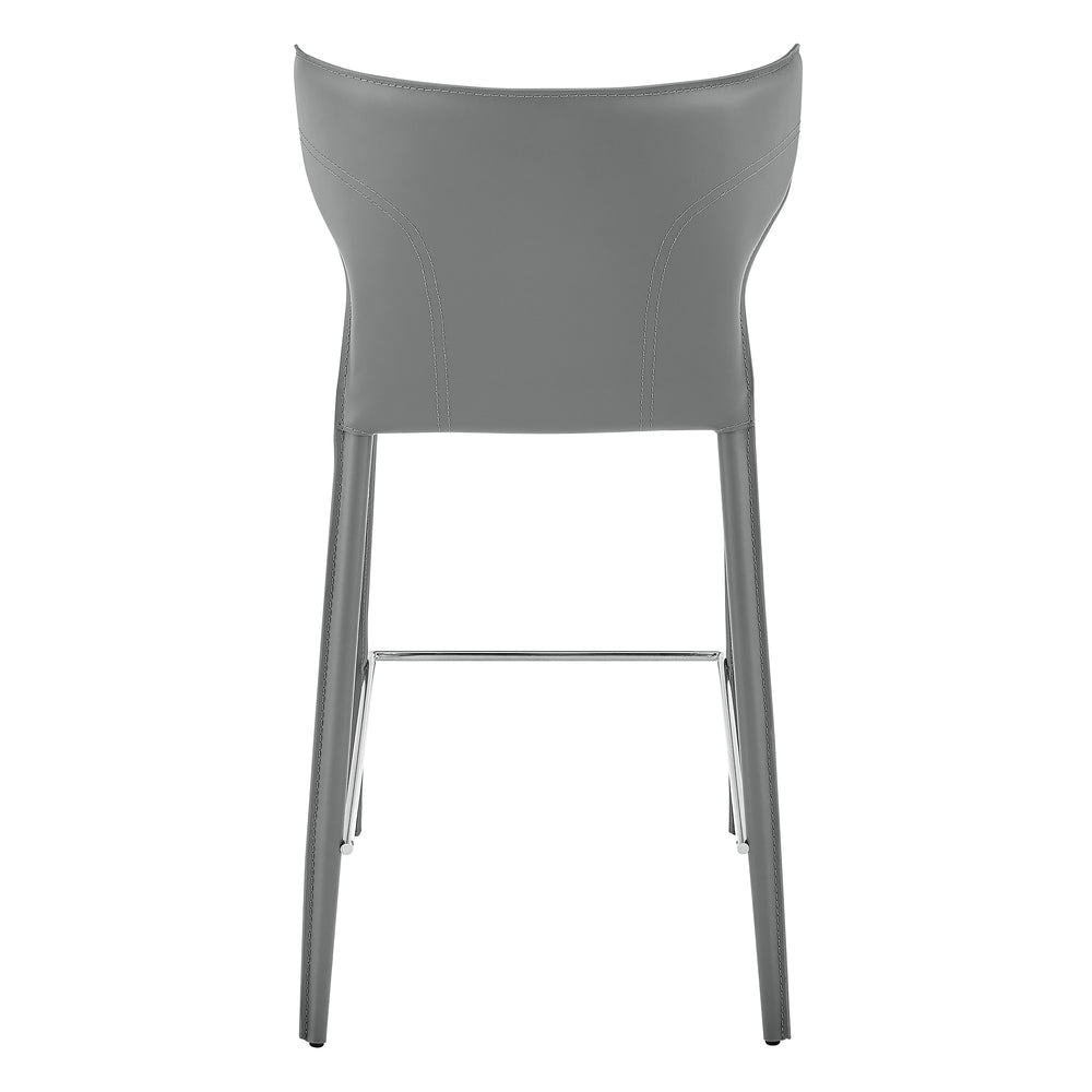 Divinia Counter Stool in Gray Regenerated Leather - Set of 2