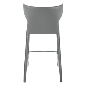 Divinia Counter Stool in Gray Regenerated Leather - Set of 2
