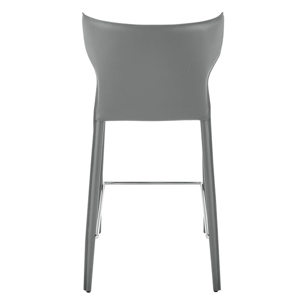 Divinia Counter Stool in Gray Regenerated Leather - Set of 2