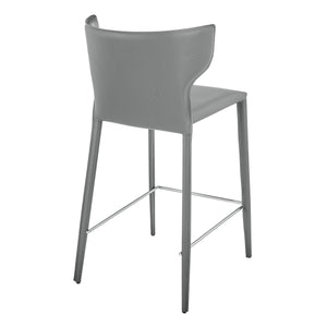 Divinia Counter Stool in Gray Regenerated Leather - Set of 2