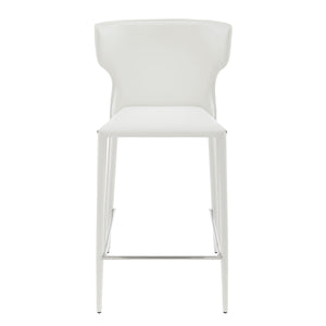 Divinia Counter Stool in White Regenerated Leather - Set of 2