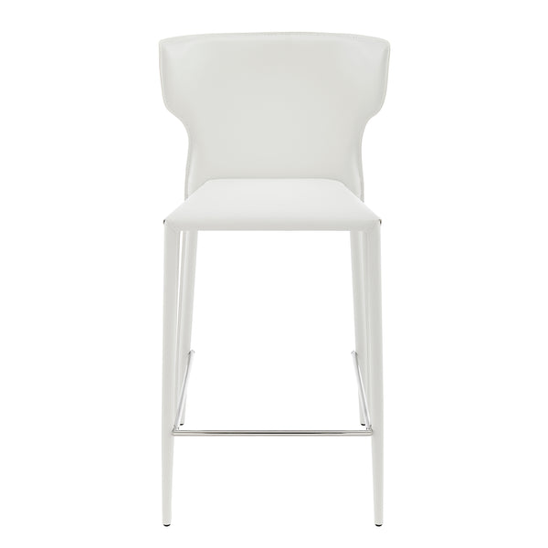 Divinia Counter Stool in White Regenerated Leather - Set of 2